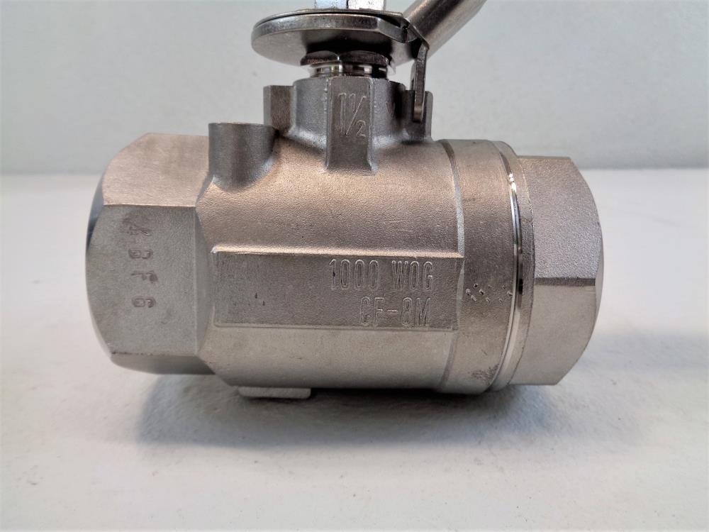 Milvaco 1-1/2" NPT Stainless Steel 3-Way Ball Valve, 1000 WOG